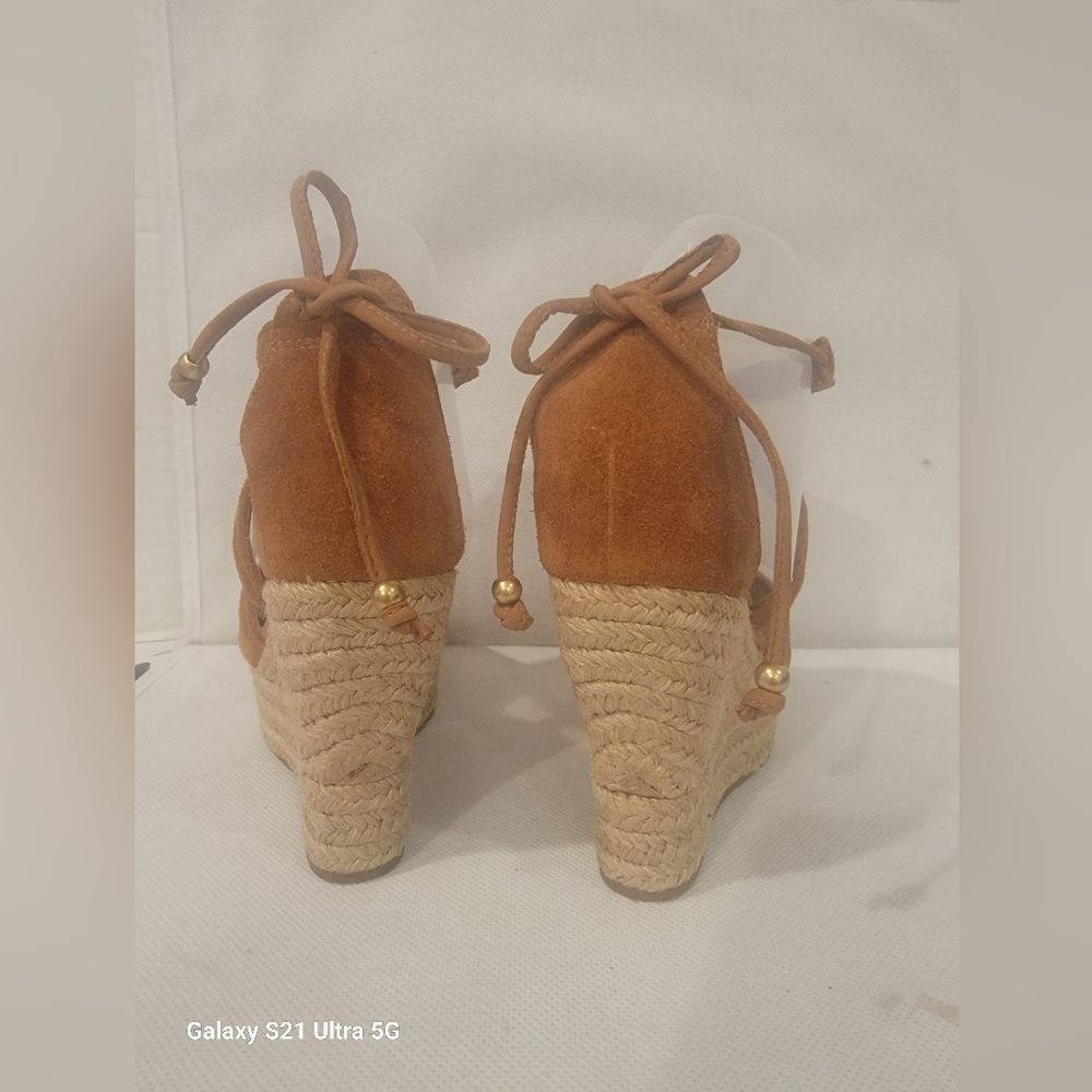 UGG REAGAN CHESTNUT WEDGE HEEL ESPADRILLES SANDALS (sz 5.5) - Picture 3 of 7
